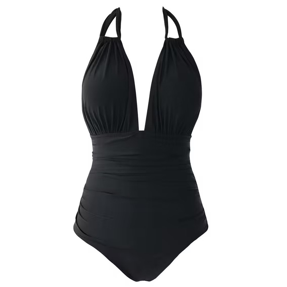 CUPSHE Keep Secrets Black Halter One-Piece Swimsuit | NWT - SIZE M - Picture 3 of 11